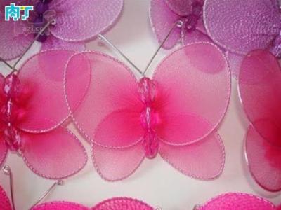 丝网花蝴蝶的做法 丝网花制作教程 手工DIY漂亮蝴蝶的做法图解