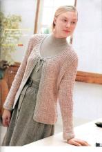 明月棒针挑圆领 棒针圆领无扣开衫----“茉莉花香”