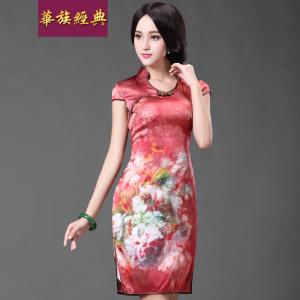 长相端庄大气的女人 很有名媛魅力、职业气质、端庄大气、高档重磅真丝中年妈妈连衣裙