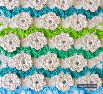 俄网钩针魔术编织杂志 俄网的钩针基础教程（六十六）：如何钩编半立体小花（大师班）