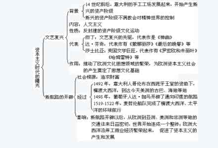 历史九年级上册知识点 九年级上册历史人教版知识点