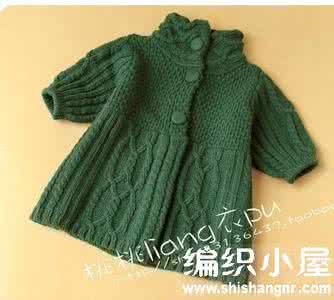 棒针编织短袖儿童毛衣 儿童中袖裙式棒针大衣