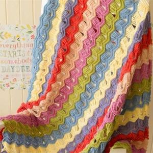 钩针编织双色波浪毯子 经典复古波浪条纹毯钩针教程