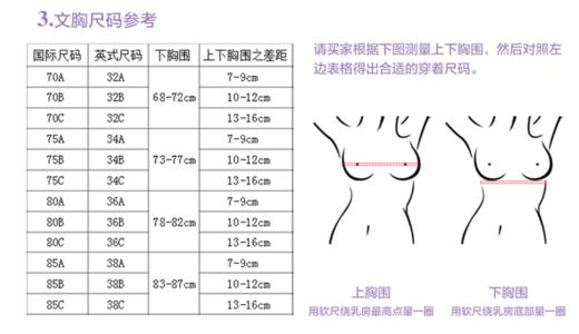 内衣尺寸参照表 胸罩 内衣尺寸