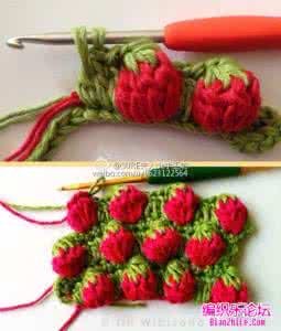毛线钩草莓花样图解 毛线钩织草莓小包花样图解