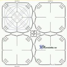 外网钩针魔术花型模式 钩针模式：三色“四叶花”