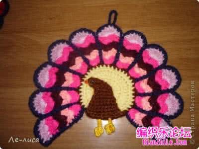 钩针挂饰 钩针钩织孔雀坐垫（挂饰）教程