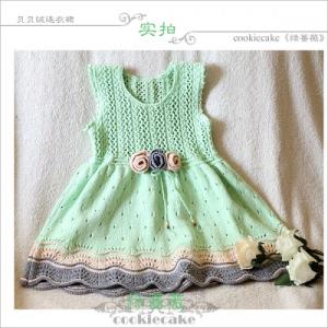 婴幼儿毛衣编织 50～80cm婴幼儿毛衣  绿蔷薇--cc出品，配色贝贝绒儿童连衣裙，图解+多图