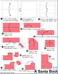 圣诞老人折纸 圣诞老人靴子折纸教程