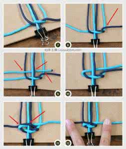 五彩绳手链编法图解 绳编手工制作大全之编绳手链编法图解