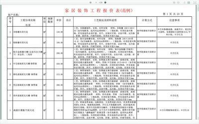 家装报价单明细表 家装报价单明细表 家装报价明细表