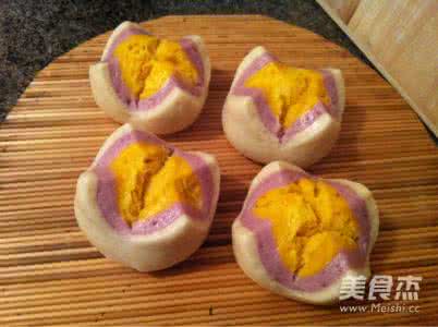 三色开花馒头 开花馒头的做法-----三色开花馒头