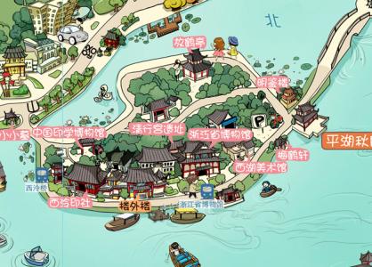 杭州手绘旅游地图 杭州也有杭州手绘旅游地图拉！