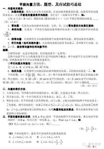 高二导数的常考题型 【准高二】“平面向量”常考题型与必考知识总结，