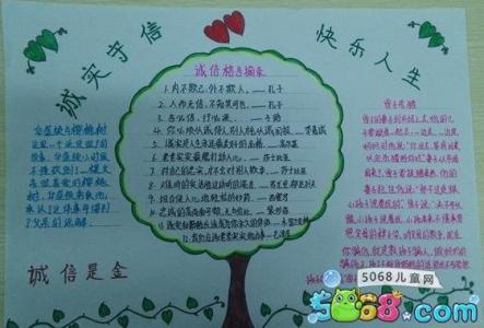 诚信手抄报一等奖图片 小学生诚信手抄报图片