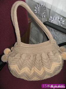 双色菱形包包钩针图解 锯齿形花纹包包的钩法步骤图片