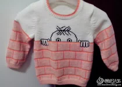 手工编织婴幼儿毛衣 手工分享----50-80cm婴幼儿提花宝宝衣“偷瞄的小男孩”