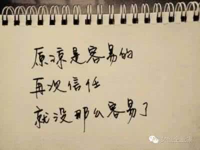 原谅容易 再信任却难 可以原谅 但不再信任 原谅容易，再信任却难！