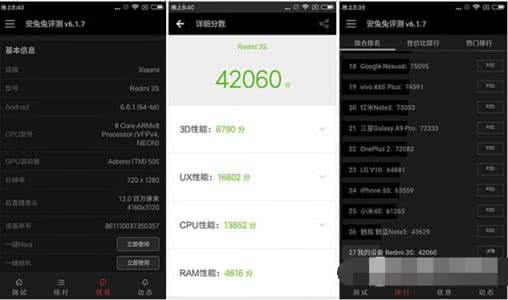红米4x跑分多少 红米3S跑分多少
