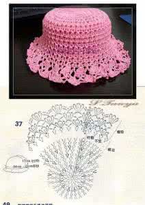 钩针帽子带帽檐的图解 几款带帽檐儿的钩针镂空帽，都带图解