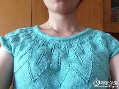从上往下织圆领套头衫 套头衫  流年——从上往下织的叶子花套头衫