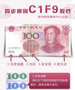 如何鉴别假钞 C1F9假钞四步鉴别