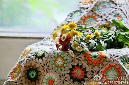 小雏菊钩针毯子视频 钩针雏菊毯子视频教程 雏菊毯