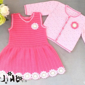 儿童可爱钩针双肩背包 【童装系列】粉嫩可爱的儿童钩花背心裙