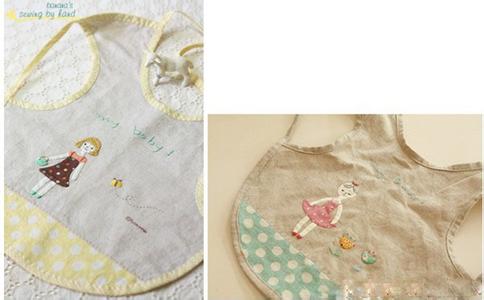 儿童饭兜的裁剪图 旧衣服制作儿童小饭兜.