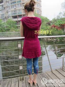 戴帽开衫毛衣编织图解 百搭戴帽开衫背心醇香 巧手妈咪作品(2)