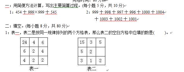 四年级下册数学奥数题 四年级奥数：数学开放题