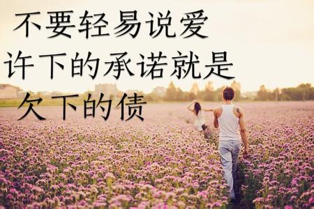 不要轻易许诺 不要轻易说“爱”, 许下的承诺就是欠下的债