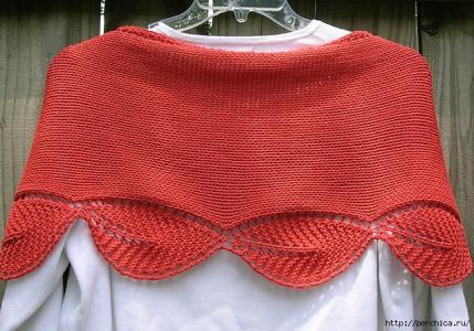 棒针披肩编织款式图解 棒针编织----Kudzu Shawl（葛藤 披肩）