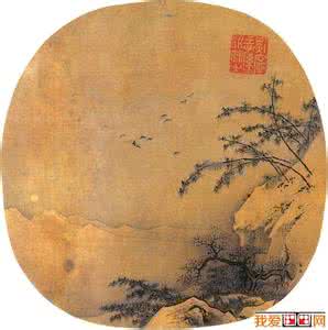 马远山水画 马远《寒香诗思图》-宋代团扇山水小景画寒香诗思图高清大图赏析