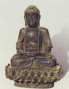 佛坐莲花 铜质莲花坐佛