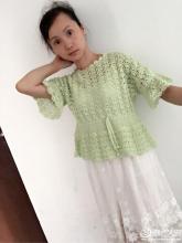 菠萝花裙摆的钩法图解 连肩短袖 裁剪图 半夏-连肩短袖裙摆钩衫 - 可参考此款结构织一件