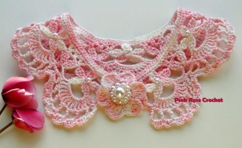 钩针装饰领子花边图解 钩针----花边领饰