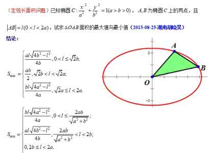 椭圆内接三角形面积 转载 椭圆内接三角形面积最值问题