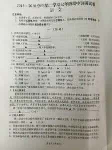 七年级语文期中测试卷 七年级语文上期中测试卷