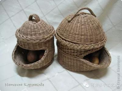 纸藤手工编织收纳篮子 教你用纸管编织漂亮实用的收纳篮