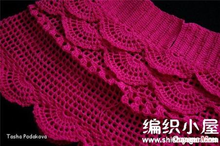 钩针蕾丝花边图解  【童装系列】蕾丝花边玫红钩针蛋糕裙