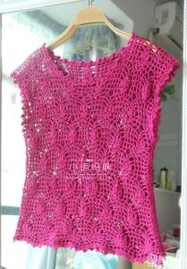 夏季钩针套头衫图解 钩针短袖套衫----“玫扇”