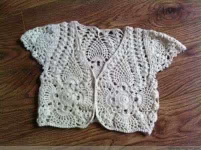 棒针编织叶子花小坎肩 棒针编织----初夏白色镂空小坎