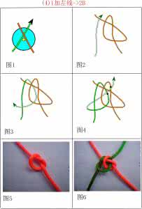 团锦冰花结的编法 六线团锦冰花结基础（二）二线过度结编法