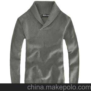 男士手工毛衣花样图片 男装 竖条花样的男士翻领毛衣编织款式、织法说明