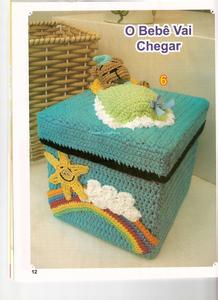 圆形收纳篮的钩法 钩编收纳盒