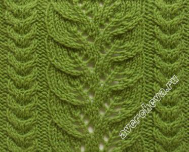 棒针编织 双叶花样 棒针模式----“双叶与连心”