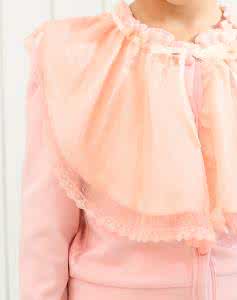 粉色树叶边小开衫 女童粉色小开衫