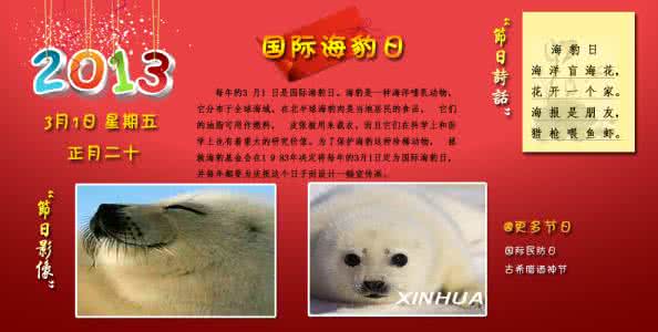 4月14日是什么节日 国际海豹日 3月1日是什么节日?国际海豹日是几月几日