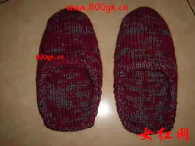 棒针编织毛线拖鞋 棒针编织毛线拖鞋方法,双色毛线编织拖鞋方法(3)